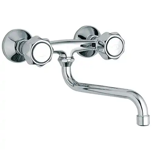 Koopje Gruppo lavello con rompigetto cromato a parete canna inferiore Ø 18 mm