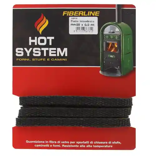 Hoge Kwaliteit Guarnizione in fibra di vetro piatta autoadesiva Ø 10 mm per sportelli stufe caminetti e forni lunghezza 2,5 mt