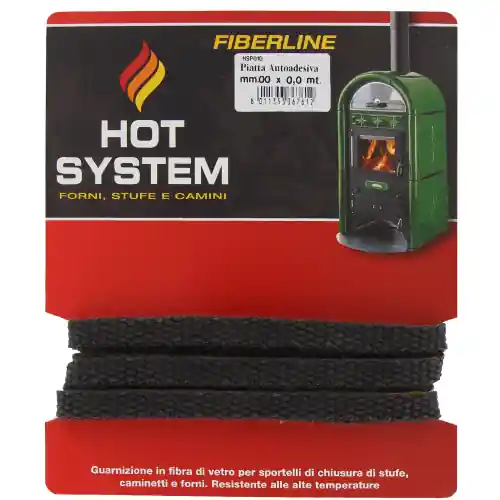 Guarnizione in fibra di vetro piatta autoadesiva Ø 15 mm per sportelli stufe caminetti e forni lunghezza 2,5 mt Hete Deal