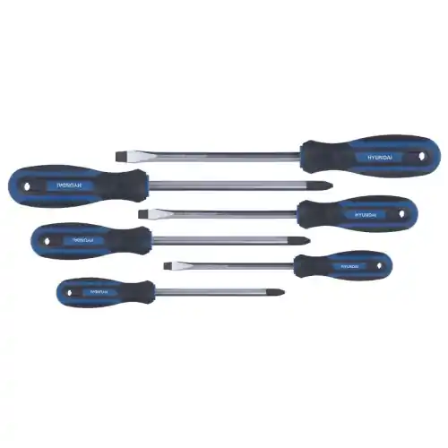 Hyundai 59407 set 6 giraviti a croce e taglio varie misure in acciaio cromato e manico resistente all‘olio Bestel Nu