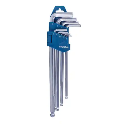 Beperkt Aanbod Hyundai 59524 set 9 chiavi a brugola con estremità sferica in acciaio cromo vanadio professionale