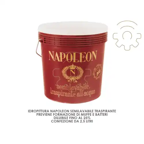 Koop Online Idropittura semilavabile Napoleon 2,5 lt traspirante anti muffa batteri diluibile fino 25%