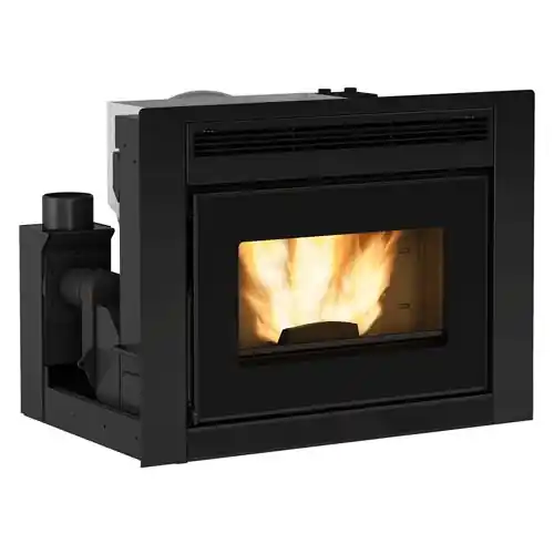 Inserto a pellet Comfort Idro L80 nero in ghisa con vetro panoramico 19 kw per 500 m³ riscaldabili Voordeelprijs