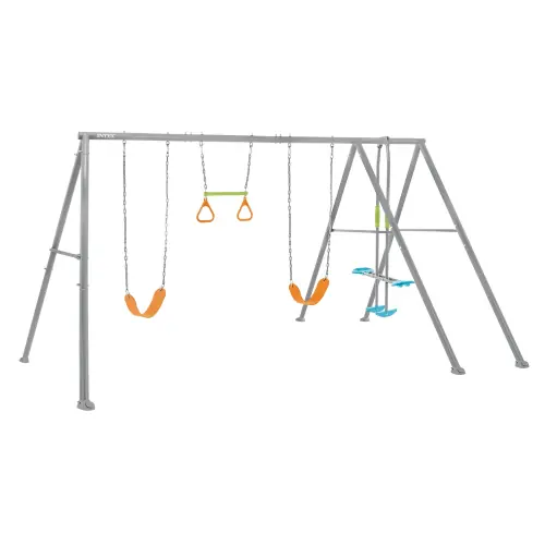 Betrouwbaar Intex 44131 altalena dondolo per bambini 4 giochi con struttura in acciaio grigia 467x254x211 cm.