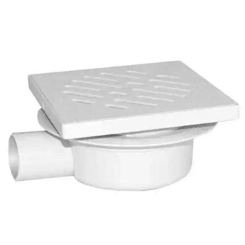 Kasart chiusino sifonato regolabile 11 x 11 x h 7 cm con corpo in polipropilene e griglia in abs scarico laterale attacco Ø 40 mm Must-Have