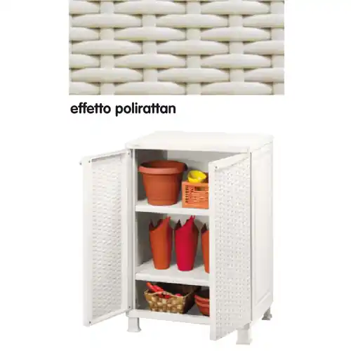 Keter armadio mobile base bianco in rattan resina antiurto cm 65x45x99h Korting
