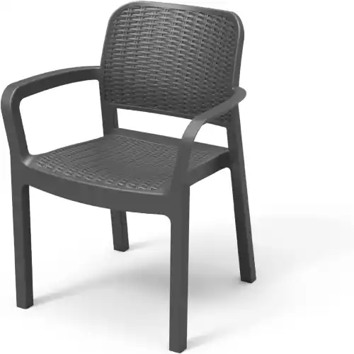 Keter bella sedia da giardino in resina effetto rattan grafite impilabile per esterno interno Weekendaanbieding