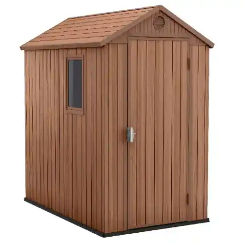 Lage Prijs Keter casetta Darwin in resina effetto legno EVOTECH+™ 1,19x1,84x2,50 mt con pavimento pareti a doppio strato da giardino esterno