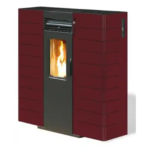 Shop Nu King Slim 6 stufa a pellet canalizzata 9,7 kw bordeaux con telecomando