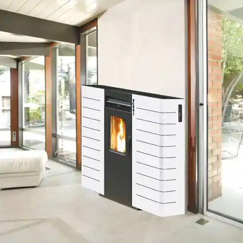 King stufa a pellet Slim 10 canalizzata 9,7 kw bianca con telecomando 225 m³ riscaldabili Goedkoop
