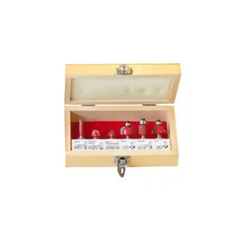 kit 6 frese in metallo per legno codolo gambo 6 mm con scatola valigetta Weekendaanbieding