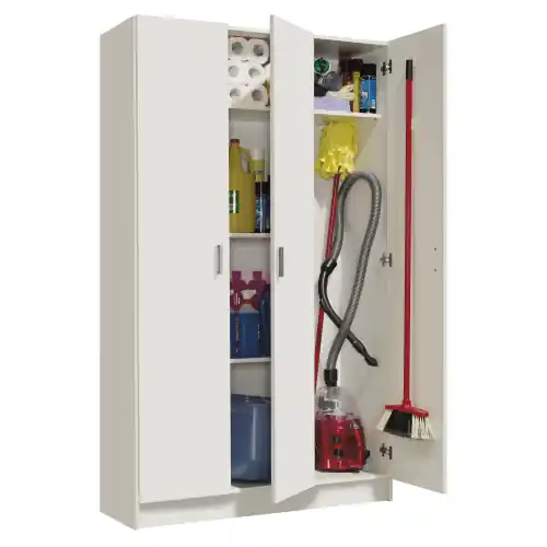 Tijdelijk Beschikbaar Kit armadio multiuso a 3ante 4ripiani+vano portascope cm108x37x180h colore bianco
