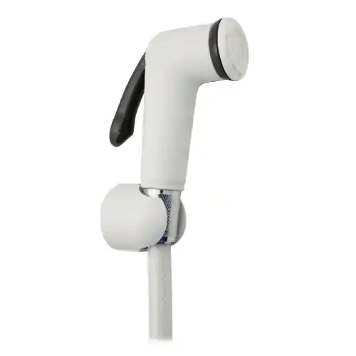 Kit doccetta Shut-Off bianca completa di doccetta con leva a rilascio automatico flessibile in gomma e supporto al muro Laatste Versie