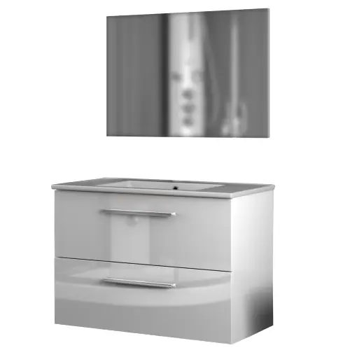 Op = Op Kit mobile da bagno modello Aruba cm80x45x57h 2cassettoni colore bianco