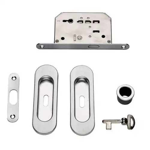 Kit per porte scorrevoli nicchia ovale serratura 50 mm cromo satinato Beperkt Aanbod