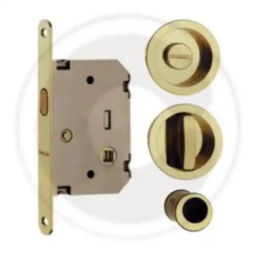 kit per porte scorrevoli serratura 50 mm nottolino Ø 48 mm finitura oro lucido Weekendaanbieding