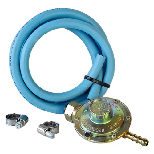 Snelle Levering Kit per stufa a gas infrarossi regolatore GPL bassa pressione tubo da 1,25 mt e 2 fascette stringitubo in acciaio