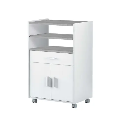 Kit portaforno a microonde 1 cassetto 2 ante ripiano estraibile con ruote cm59x40x92h Weekendaanbieding