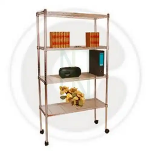 Kit scaffale multiuso serie America in acciaio 4 ripiani con ruote 36x61x170h Seizoensaanbieding