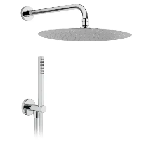 Kit soffione doccia tondo in acciaio inox Ø 200 mm e braccio doccia 300 mm con doccetta tonda attacchi 1/2" M cromo Hoge Kwaliteit