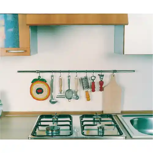 kit sottopensili in acciaio nichelato lucido 100 cm con ganci arredo cucina Exclusieve Aanbieding