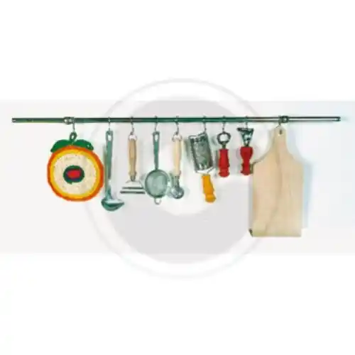 Superprijs kit sottopensili in acciaio nichelato satinato 100 cm con ganci arredo cucina