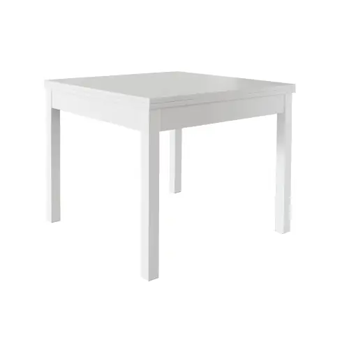Kit tavolo apertura a libro cm 90/180x90x79h bianco frassinato con bordo in ABS e gambe in faggio Nieuw