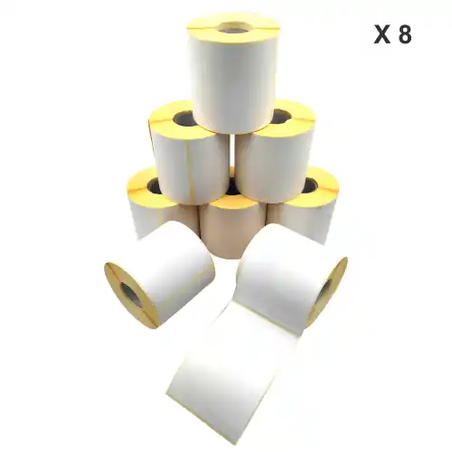 Weekendaanbieding Koem confezione 8 rotoli da 500 etichette adesive termiche dirette mm 105x148 foro 40 per imballaggi e spedizioni (Bianco - X 8)
