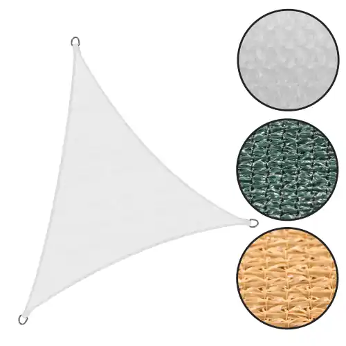 Koem vela telo ombreggiante triangolare 5x5x5 m in HDPE colore verde con anelli di ancoraggio e corda da giardino esterno (Verde - 5x5x5 m) Aanbieding