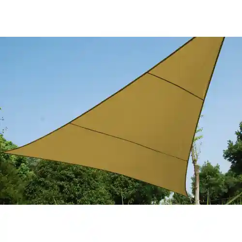 Korting Koem vela telo ombreggiante triangolare 5x5x5m in poliestere colore beige con anelli di ancoraggio e corda da giardino esterno (Beige - 5x5x5 m)