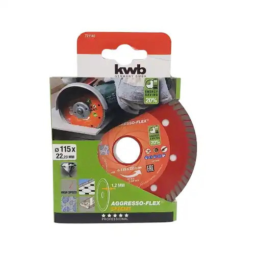 Koopje Kwb 1 disco da taglio diamantato turbo gres 115x22 mm per smerigliatrice ideale per gres porcellanato piastrelle pietre naturali