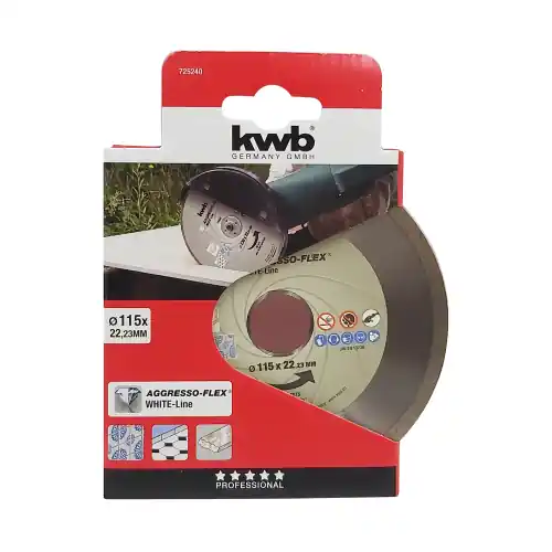 KWB 1 disco diamantato Aggressor-Flex White-Line Ø 115x22 mm per smerigliatrice ideale per piastrelle travertino marmo Hoge Kwaliteit