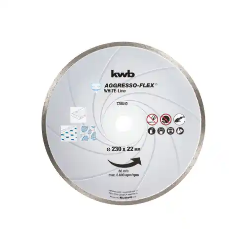 Kwb disco da taglio diamantato filo continuo white line 230x22 mm per smerigliatrice ideale per piastrelle travertino marmo Seizoensaanbieding