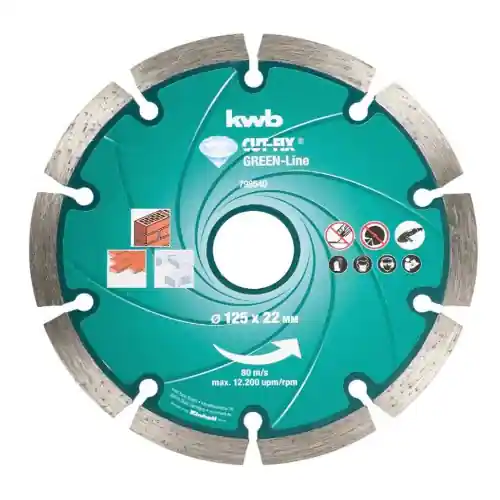 Finale Uitverkoop Kwb disco da taglio diamantato green line 125x22 mm per smerigliatrice multiuso per mattoni piastrelle cemento