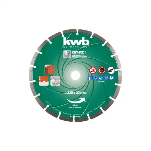 Laatste Kans Kwb disco da taglio diamantato green line 230x22 mm per smerigliatrice multiuso per mattoni piastrelle cemento