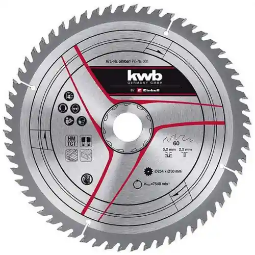 Op = Op Kwb disco di ricambio mm 254x30x2,2 per sega circolare troncatrice a 60 denti lama per legno by Einhell