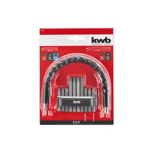 Kwb kit 11 inserti in cromo vanadio con albero flessibile by Einhell made in Germany Snelle Levering