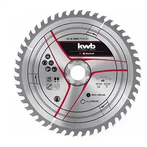 Kwb lama per sega troncatrice Ø 254x30 mm a 48 denti per legno duro morbido e pvc by Einhell Superprijs