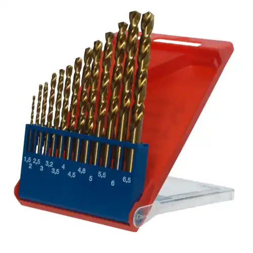 Kwb set 13 punte HSS-G titanio a spirale da trapano per metallo ø 1,5 - 6,5 + 3,3 + 4,2 mm con affilatura a croce secondo DIN 1412 C Beperkt Aanbod