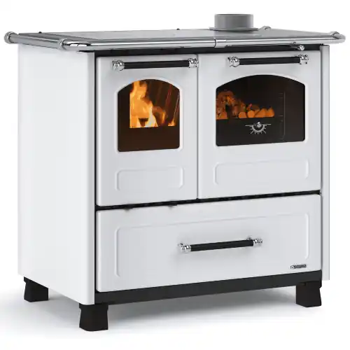 Merkproduct La Nordica Extraflame cucina stufa a legna Family 4,5 bianca 7,5 kW 215 m³ con rivestimento esterno in acciaio porcellanato bianco