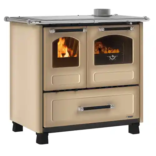 La Nordica Extraflame cucina stufa a legna Family 4,5 cappuccino 7,5 kW 215 m³ rivestimento esterno in acciaio porcellanato Beperkt Aanbod