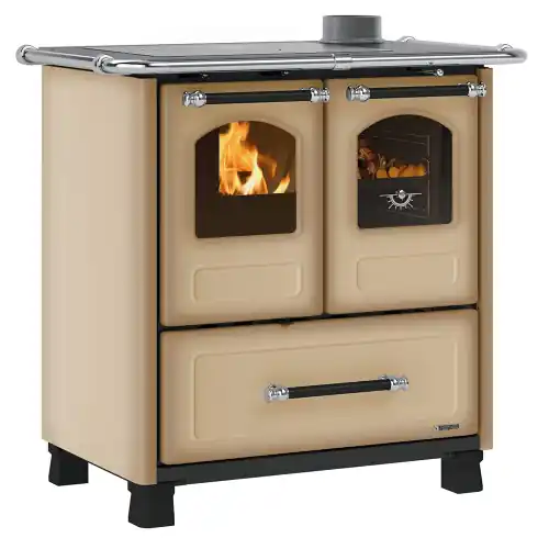 Rechtstreeks Van De Fabrikant La Nordica Extraflame cucina stufa a legna in ghisa Family 3,5 cappuccino 7,8 kW 186 m³ riscaldabili