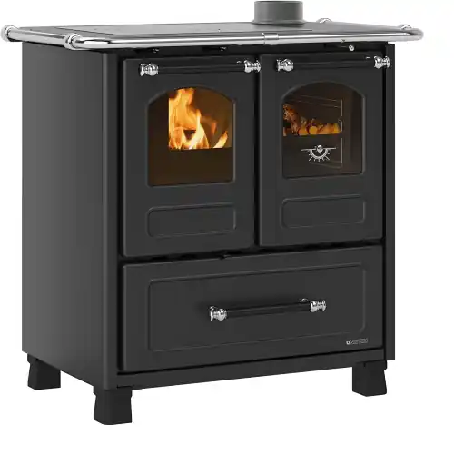 La Nordica Extraflame cucina stufa a legna in ghisa Family 3,5 nero antracite 7,8 kW 186 m³ riscaldabili Aanbieding