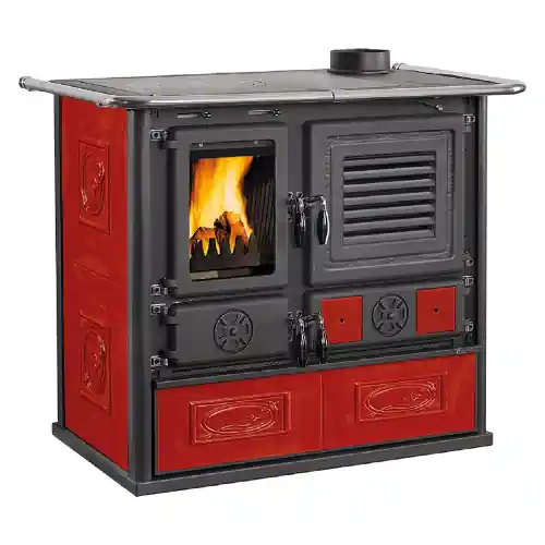 Nu Kopen La Nordica Extraflame cucina stufa a legna Mariarosa bordeaux 8,6 kW 246 m³ riscaldabili telaio piastra e cerchi in ghisa