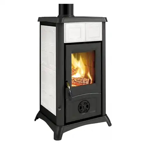 La Nordica Extraflame stufa a legna Gemma rivestimento esterno in maiolica colore bianco 6 kw 172 m³ riscaldabili Hoge Kwaliteit