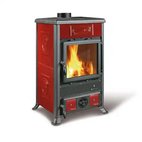 Goedkoop La Nordica Extraflame stufa a legna in ghisa Rossella R1 bordeaux 11,1 kw per 252 m³ rivestimento in maiolica