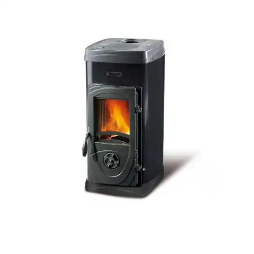 La Nordica Extraflame stufa a legna SuperMax con rivestimento in acciaio smaltato nero 6 kw 172 m³ riscaldabili Hete Deal