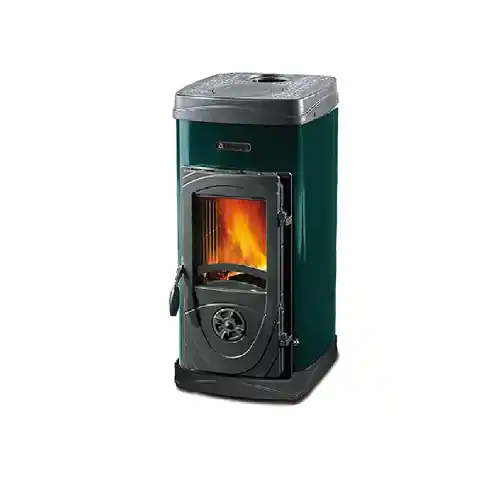 Alleen Vandaag La Nordica Extraflame stufa a legna SuperMax con rivestimento in acciaio smaltato verde 6 kw 172 m³ riscaldabili