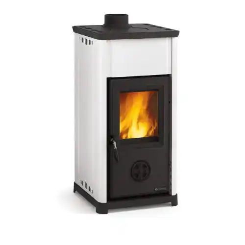 Actieprijs La Nordica Extraflame stufa a legna Tea con rivestimento in acciaio porcellanato bianco 6,6 kw 189 m³ riscaldabili