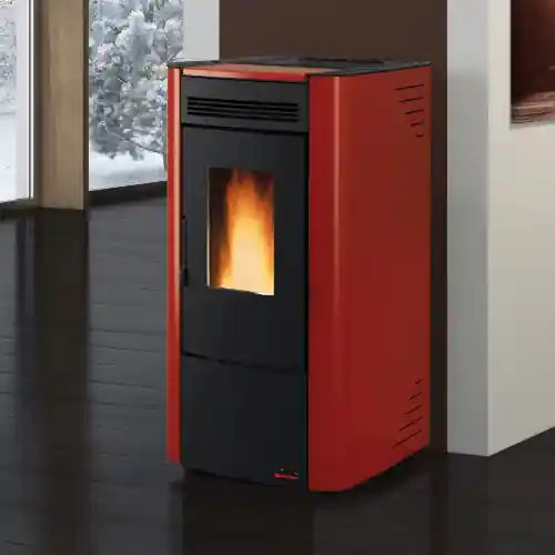 Merkproduct La Nordica Extraflame stufa a pellet ventilata Ketty Evo 2.0 bordeaux 7,4 kw per 186 m³ rivestimento in acciaio